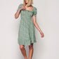 Small Floral Patterned Dress with Guipeli String Ties