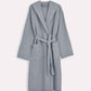 Hooded Washed Waffle Cotton Bathrobe - Indigo