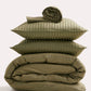 Sateen Stripe - Core Bedding Set (Flat) - Oil Green