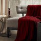 Braid Cable Knitted 100% Cotton Blanket - Burgundy