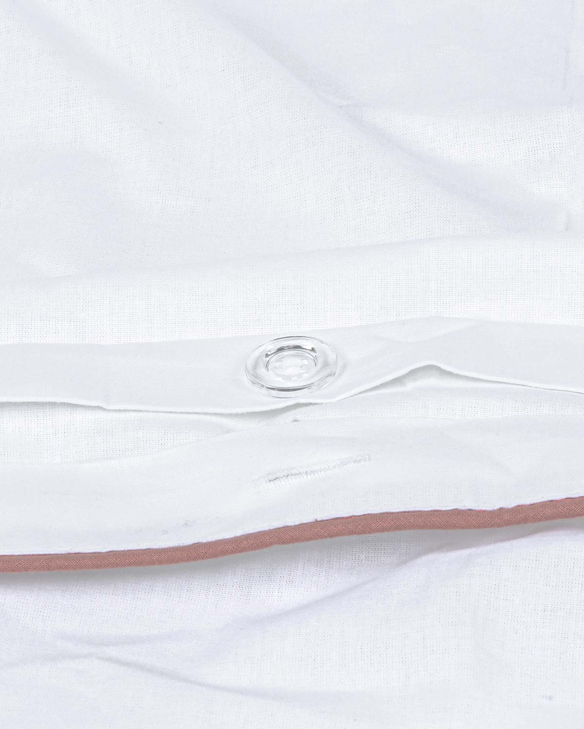 Classic Percale - Duvet Cover Set - White with Peach Piped Edge