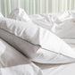 Classic Percale - Core Bedding Set - White with Jade Green Piped Edge