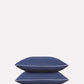 Classic Percale Pillowcase 2pcs- Navy Blue with White Pipe Edge