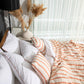 Classic Percale Pillowcase 2pcs- White with Peach Pipe Edge