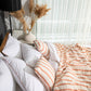 Classic Percale - Core Bedding Set - White with Peach Piped Edge
