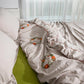 Embroidered Duvet Cover Set - Beige