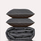 Classic Percale - Duvet Cover Set- Anthracite with White Piped Edge