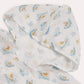 Whale Muslin Baby Poncho - White & Blue - Ocoza