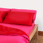 Reversible Sateen Duvet Cover - Fuchsia & Red