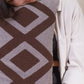 Zigzag Embroidery Cushion Cover - Brown