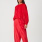 Long Sleeve Velvet Pyjama Set - Red