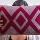 Embroidered Cushion Cover - Damson & Grey