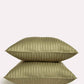 Sateen Stripe Pillowcase 2pcs - Oil Green