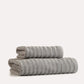 Ribbed Cotton Towel Set 2pcs - Dark Grey - Ocoza
