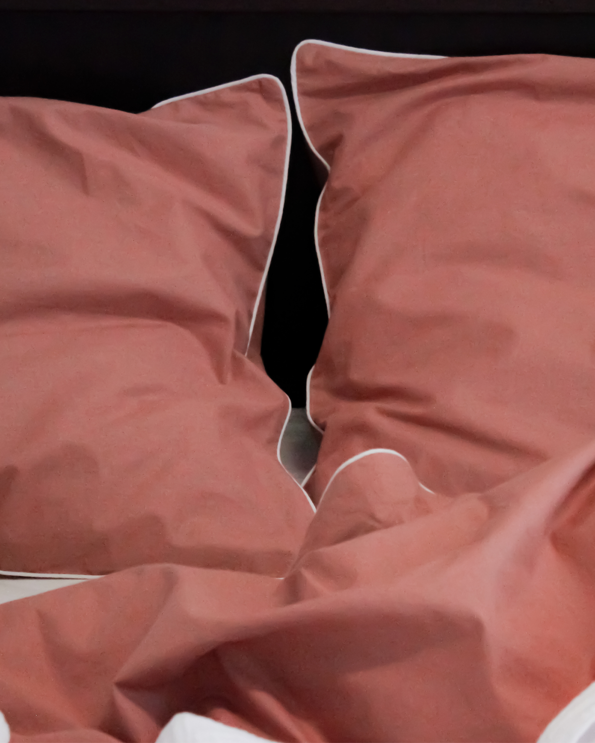 Classic Percale - Duvet Cover Set - Peach with White Piped Edge