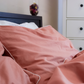 Classic Percale Duvet Cover- Peach with White Piped Edge